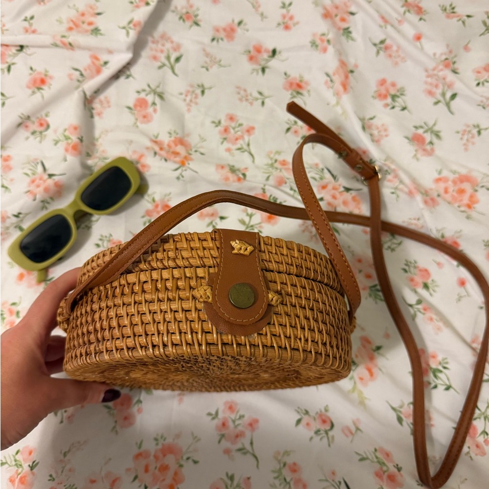 Chic Structured Rattan Circle Bag - image 2